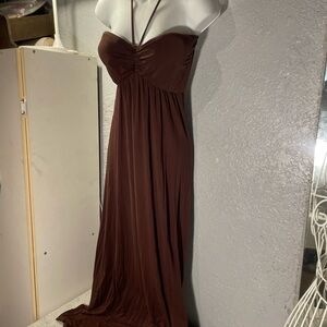 Halter Empire-Waist Maxi Dress in Rich Brown